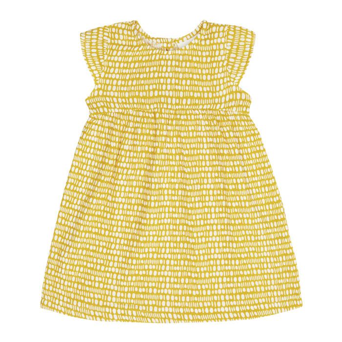 Baby Sommerkleid aus Musselin Neela in gelb mit Punktemuster