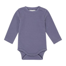 Laden Sie das Bild in den Galerie-Viewer, Langarmbody Classic Waffel-Jersey Malu in grau-blau von Sense Organics