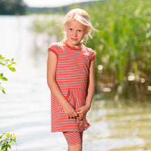 Laden Sie das Bild in den Galerie-Viewer, KEIDAS Kurzarmkleid mit Streifenmix von finkid in fox/off white
