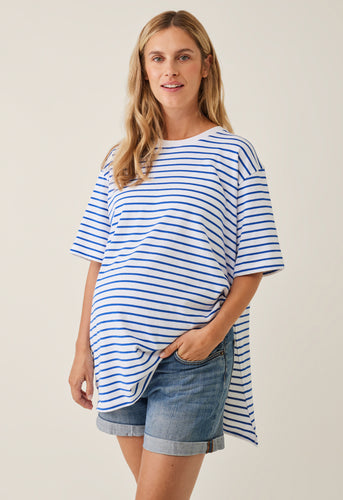 Oversized-T-Shirt mit Seitenschlitz von boob, gestreift