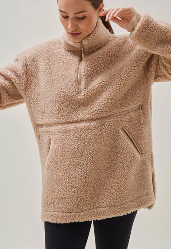 Pile Fleecepullover zum Stillen- Beige