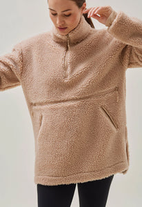 Pile Fleecepullover zum Stillen- Beige