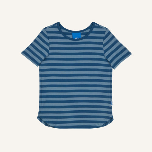 Kurzarmshirt aus gestreiftem Bambusjersey Maalari in real teal/navy von finkid