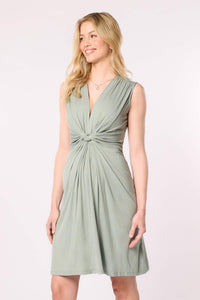 Ecovero Umstands- und Stillkleid mit Knotendetail in salbei