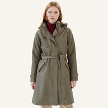 Laden Sie das Bild in den Galerie-Viewer, Finside TARIA Trenchcoat mit abnehmbarer Kapuze - Zip in Außenjacke, timber wolf