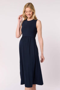 Eco Viskose Midi Umstands- und Stillkleid in navy
