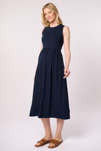 Eco Viskose Midi Umstands- und Stillkleid in navy