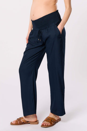 Umstandshose mit gesmoktem Bund in Navy