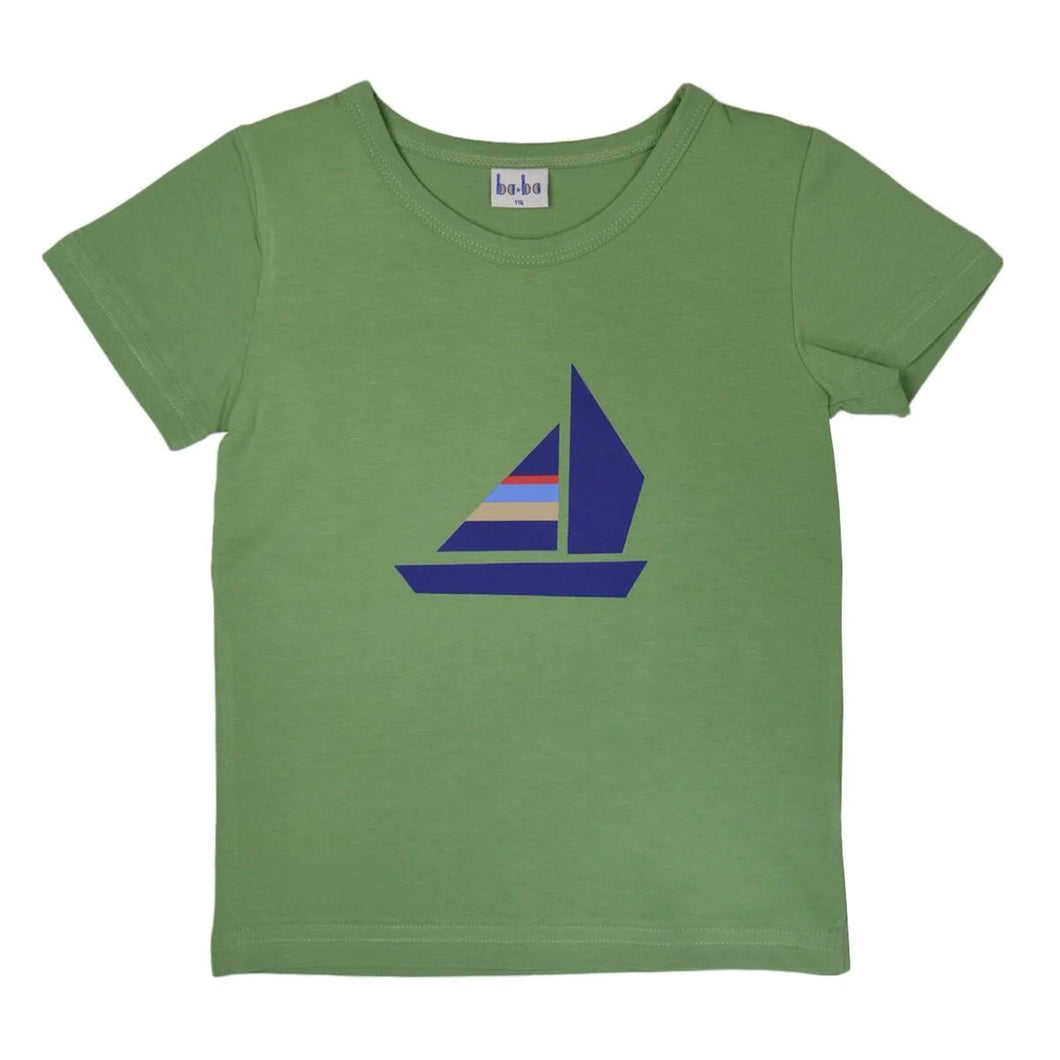 T-Shirt mit Bootprint von baba Kidswear, grün