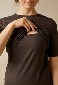 Umstands- und Stillshirt Classic von boob mit halblangem Arm in Espresso