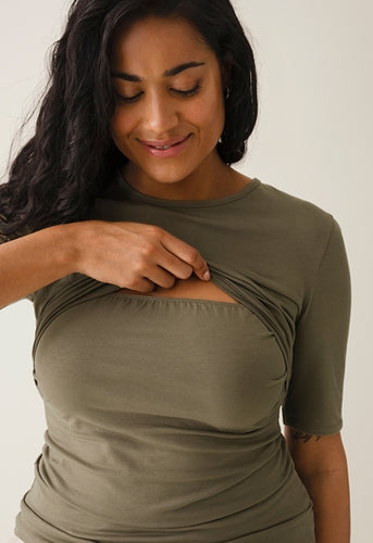 Umstands- und Stillshirt Classic von boob mit halblangem Arm, green khaki