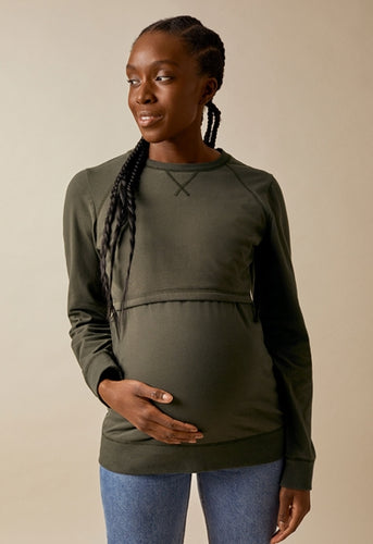 Umstands- und Stillpullover B.Warmer Sweatshirt von boob in Moss green