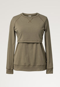 Umstands- und Stillpullover B.Warmer Sweatshirt von boob in Khaki