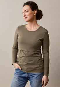Umstands- und Stillshirt Classic von boob in khaki, langarm