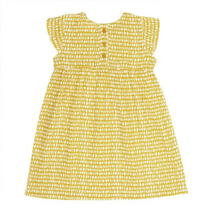 Baby Sommerkleid aus Musselin Neela in gelb mit Punktemuster